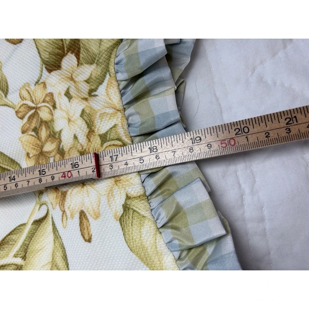 Williamsburg Waverly Valances Magnolia & Dogwood Lined Taffeta Gingham Trim (3)